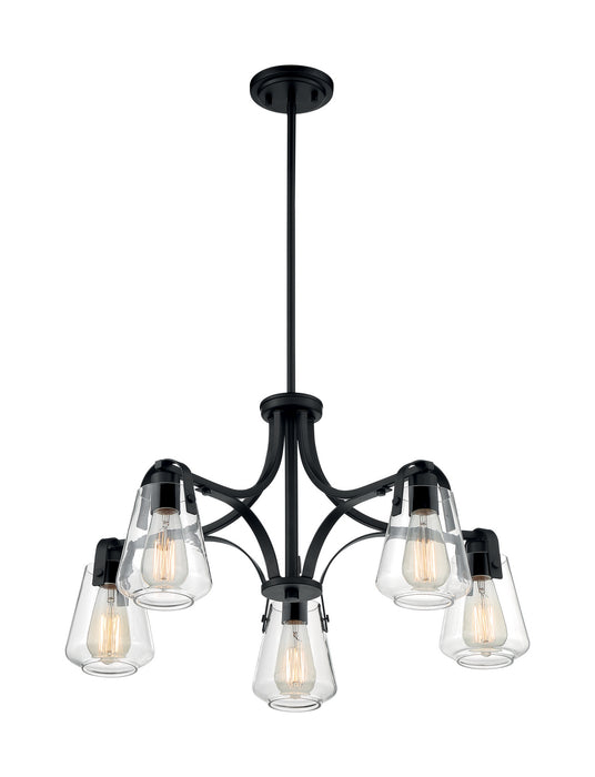Five Light Chandelier from the Skybridge collection in Matte Black finish