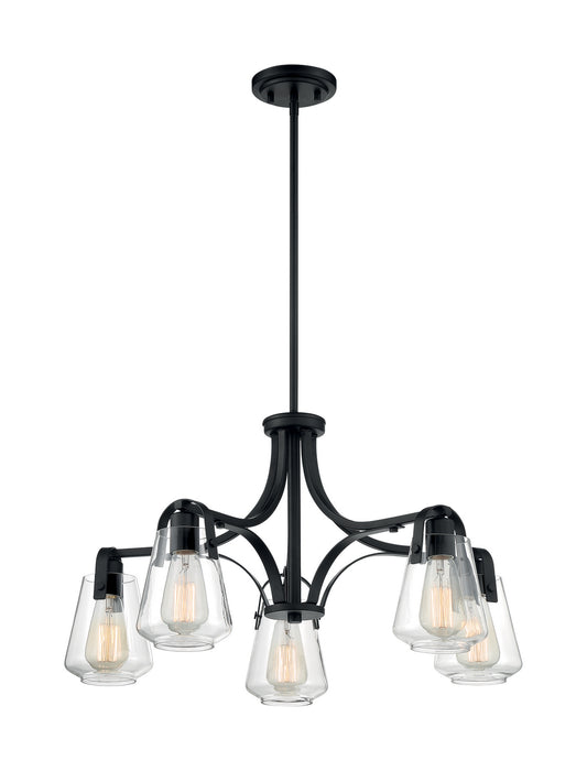 Five Light Chandelier from the Skybridge collection in Matte Black finish