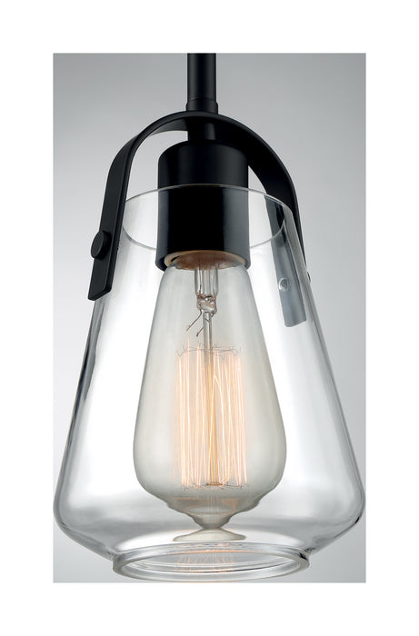 One Light Mini Pendant from the Skybridge collection in Matte Black finish