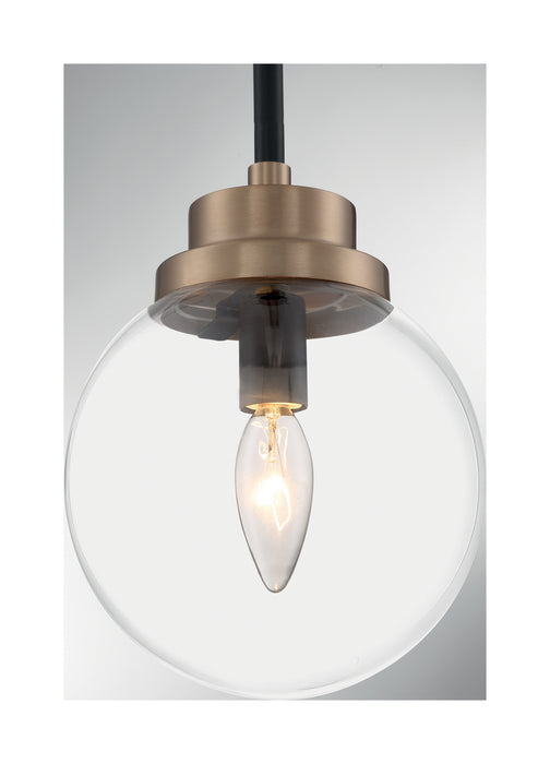 One Light Pendant from the Axis collection in Matte Black / Brass Accents finish