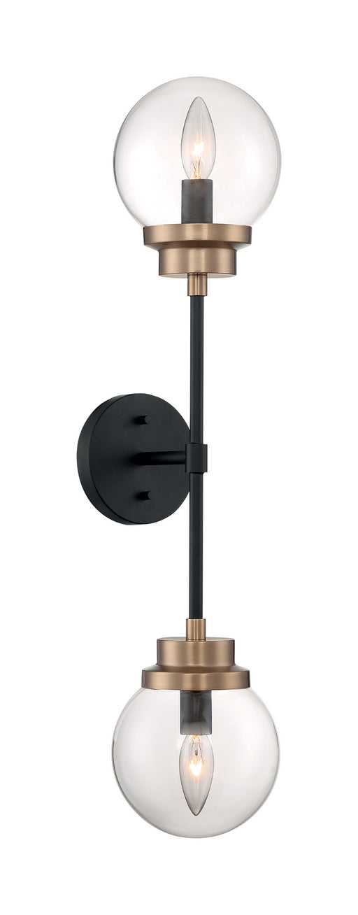 Nuvo Lighting - 60-7122 - Two Light Wall Sconce - Axis - Matte Black / Brass Accents