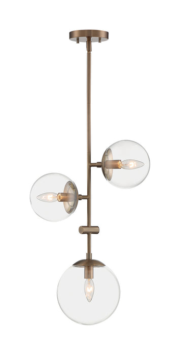 Three Light Pendant from the Sky collection in Burnished Brass finish