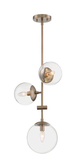 Three Light Pendant from the Sky collection in Burnished Brass finish