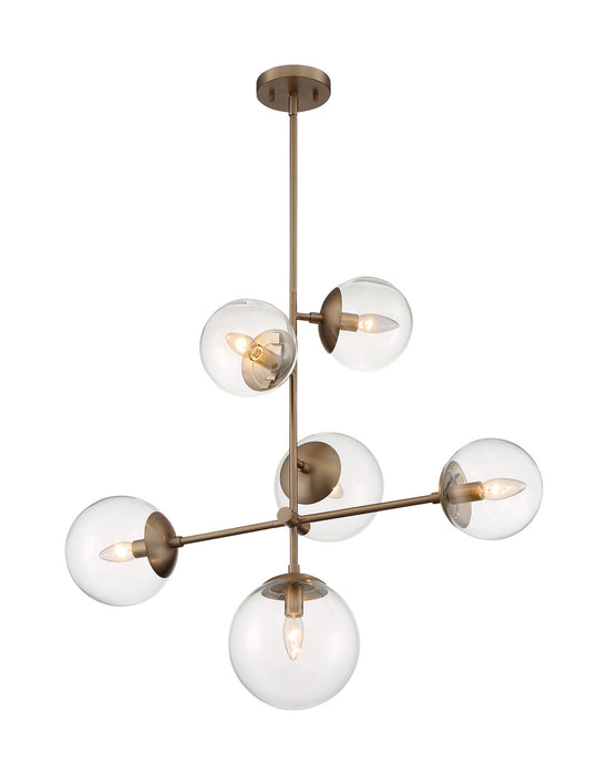 Six Light Pendant from the Sky collection in Burnished Brass finish