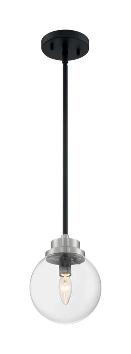 One Light Pendant from the Axis collection in Matte Black / Brushed Nickel Accents finish