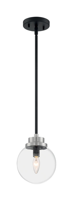 One Light Pendant from the Axis collection in Matte Black / Brushed Nickel Accents finish