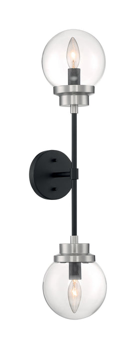 Two Light Wall Sconce from the Axis collection in Matte Black / Brushed Nickel Accents finish