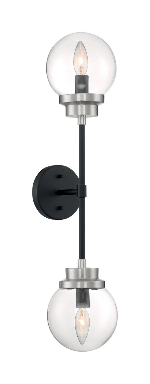 Nuvo Lighting - 60-7132 - Two Light Wall Sconce - Axis - Matte Black / Brushed Nickel Accents