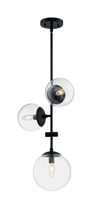 Three Light Pendant from the Sky collection in Matte Black finish