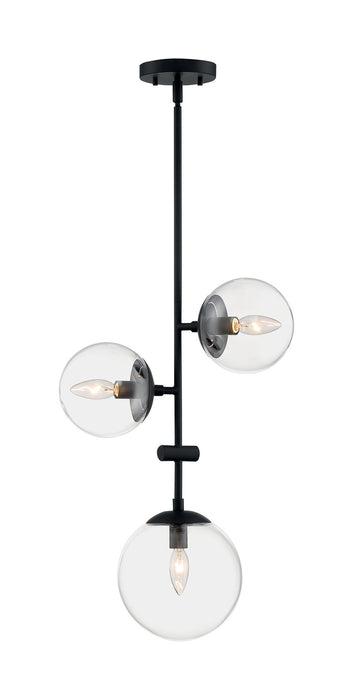 Three Light Pendant from the Sky collection in Matte Black finish