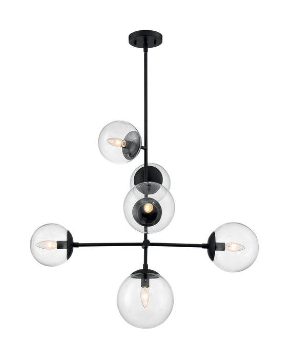 Six Light Pendant from the Sky collection in Matte Black finish