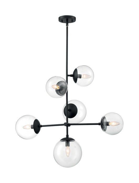 Six Light Pendant from the Sky collection in Matte Black finish