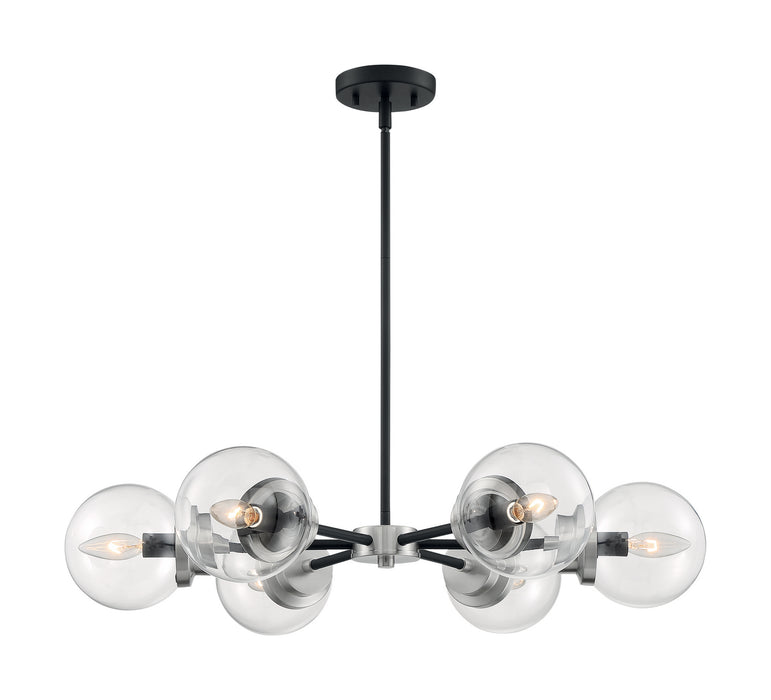 Six Light Chandelier from the Axis collection in Matte Black / Brushed Nickel Accents finish