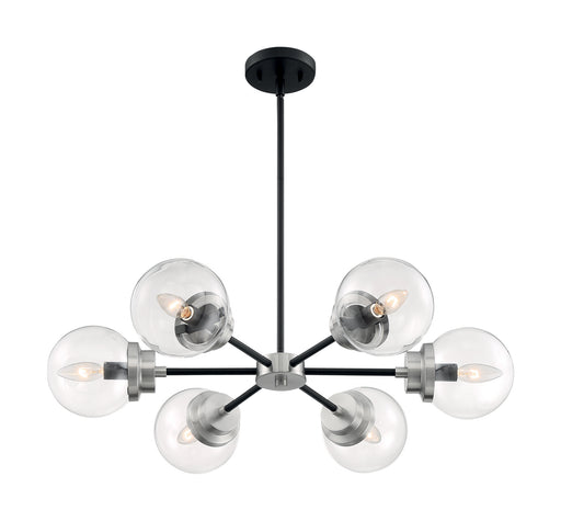 Nuvo Lighting - 60-7136 - Six Light Chandelier - Axis - Matte Black / Brushed Nickel Accents