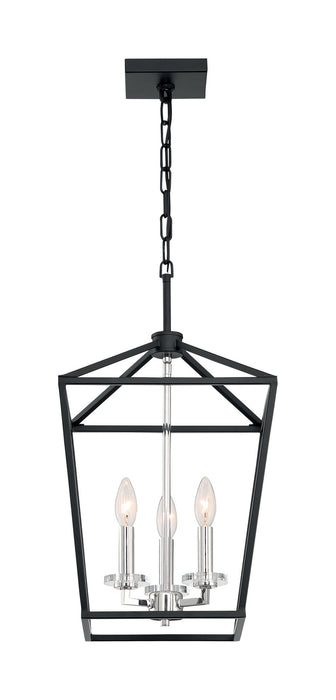 Three Light Pendant from the Storyteller collection in Matte Black / Polished Nickel Accents finish