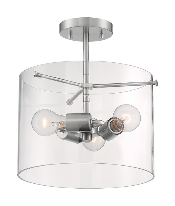 Three Light Semi Flush Mount from the Sommerset collection in Brushed Nickel finish