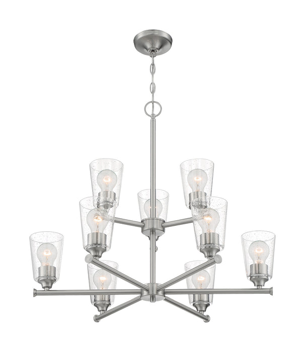 Nine Light Chandelier from the Bransel collection in Brushed Nickel finish