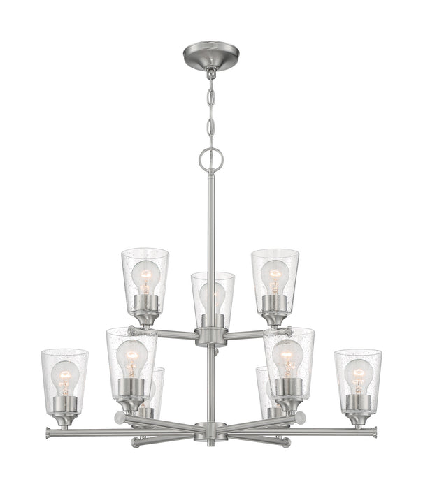 Nine Light Chandelier from the Bransel collection in Brushed Nickel finish