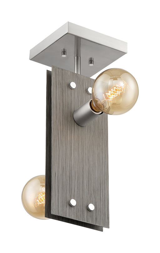 Nuvo Lighting - 60-7221 - Two Light Semi Flush Mount - Stella - Driftwood / Brushed Nickel Accents