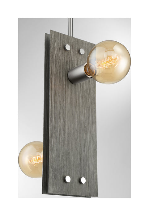 Two Light Pendant from the Stella collection in Driftwood / Brushed Nickel Accents finish