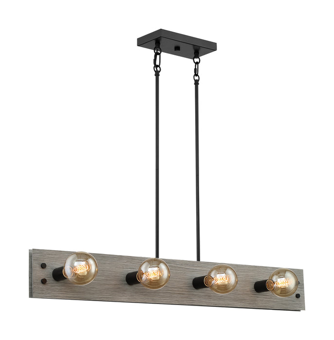 Eight Light Island Pendant from the Stella collection in Driftwood / Black Accents finish
