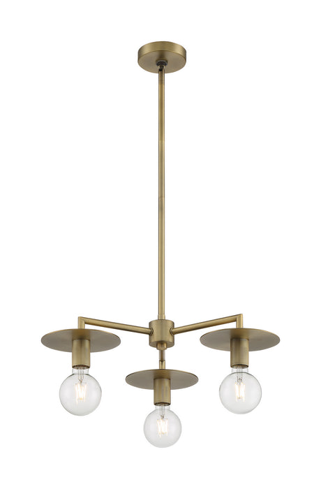 Three Light Chandelier from the Bizet collection in Vintage Brass finish
