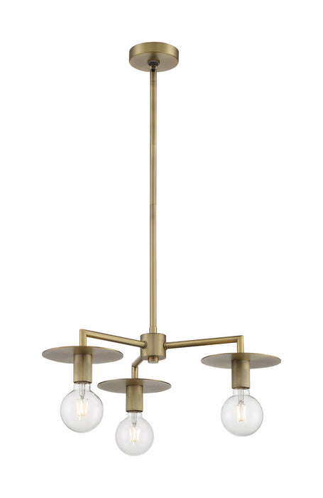 Three Light Chandelier from the Bizet collection in Vintage Brass finish