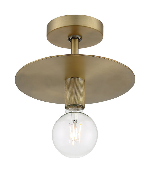 One Light Semi Flush Mount from the Bizet collection in Vintage Brass finish