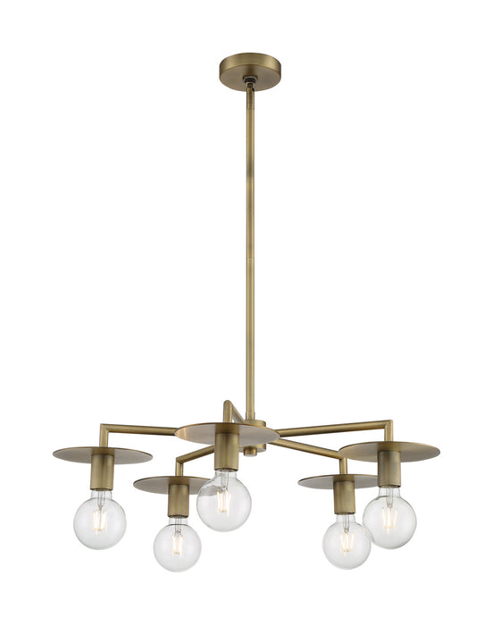 Five Light Chandelier from the Bizet collection in Vintage Brass finish