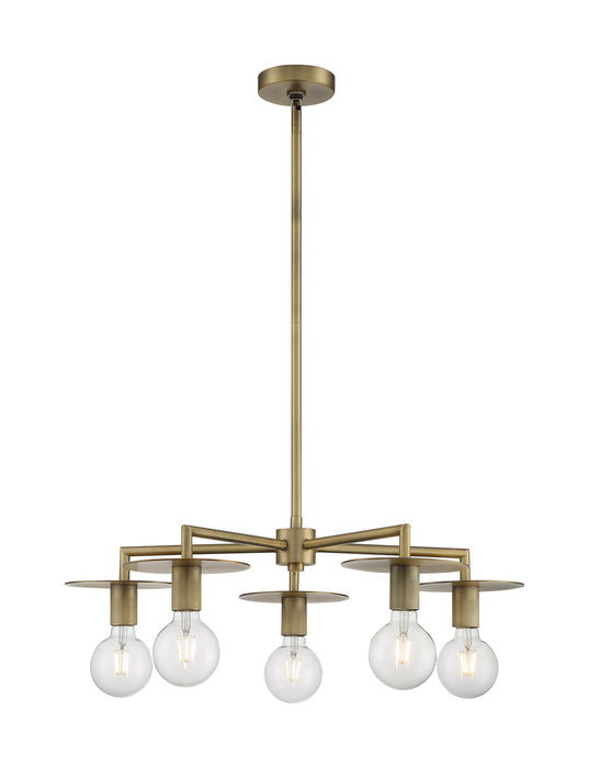 Five Light Chandelier from the Bizet collection in Vintage Brass finish