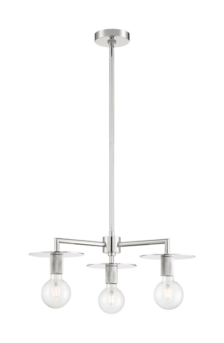 Three Light Chandelier from the Bizet collection in Polished Nickel finish