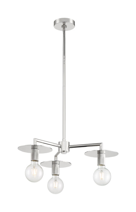 Three Light Chandelier from the Bizet collection in Polished Nickel finish
