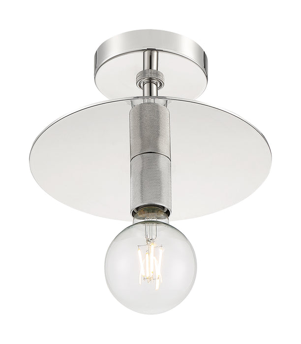 One Light Semi Flush Mount from the Bizet collection in Polished Nickel finish