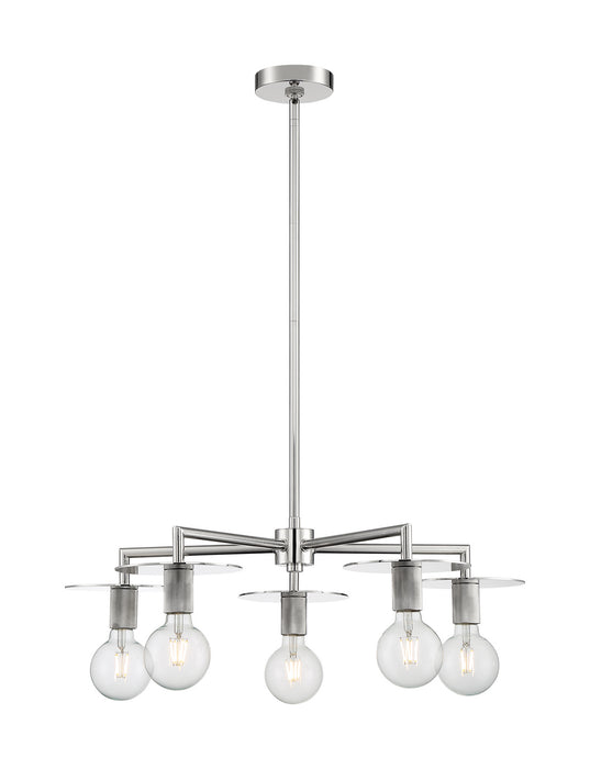 Five Light Chandelier from the Bizet collection in Polished Nickel finish