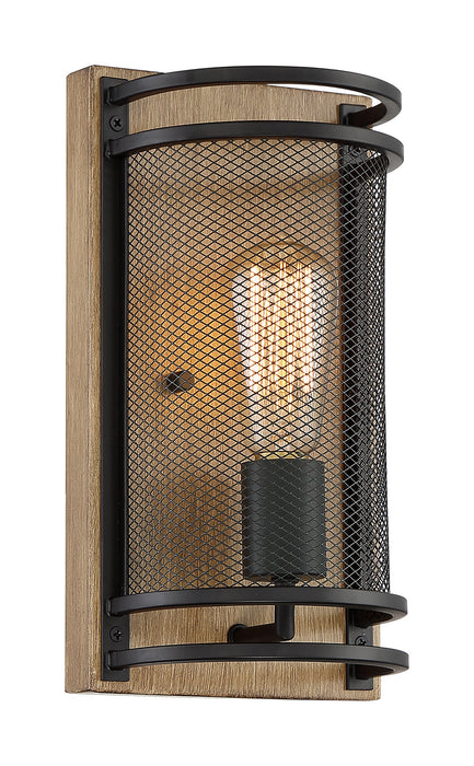 One Light Wall Sconce from the Atelier collection in Black / Honey Wood finish
