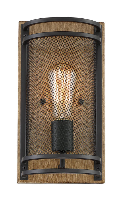 One Light Wall Sconce from the Atelier collection in Black / Honey Wood finish