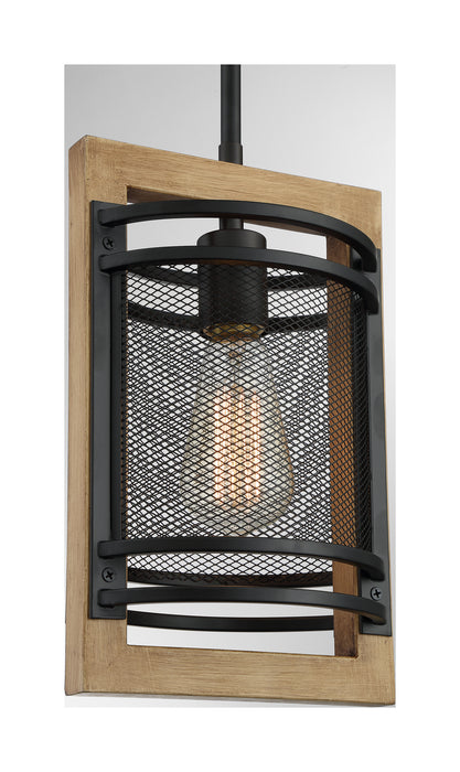 One Light Mini Pendant from the Atelier collection in Black / Honey Wood finish