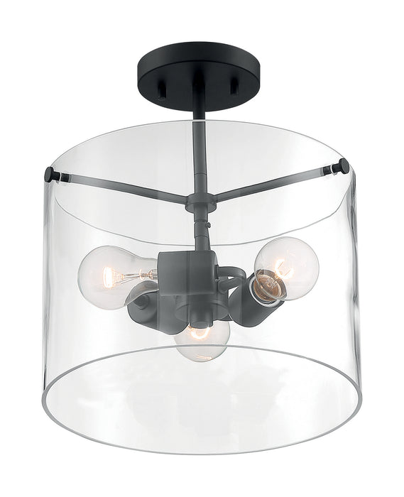 Three Light Semi Flush Mount from the Sommerset collection in Matte Black finish