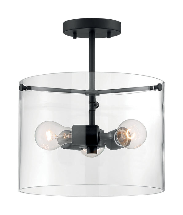 Three Light Semi Flush Mount from the Sommerset collection in Matte Black finish