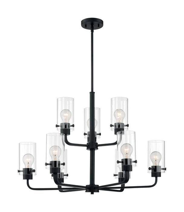 Nine Light Chandelier from the Sommerset collection in Matte Black finish