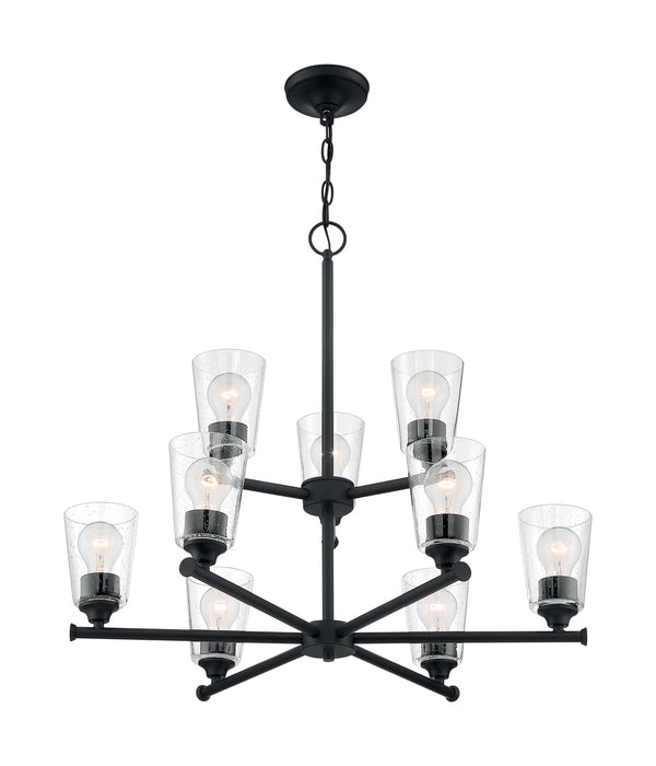 Nine Light Chandelier from the Bransel collection in Matte Black finish