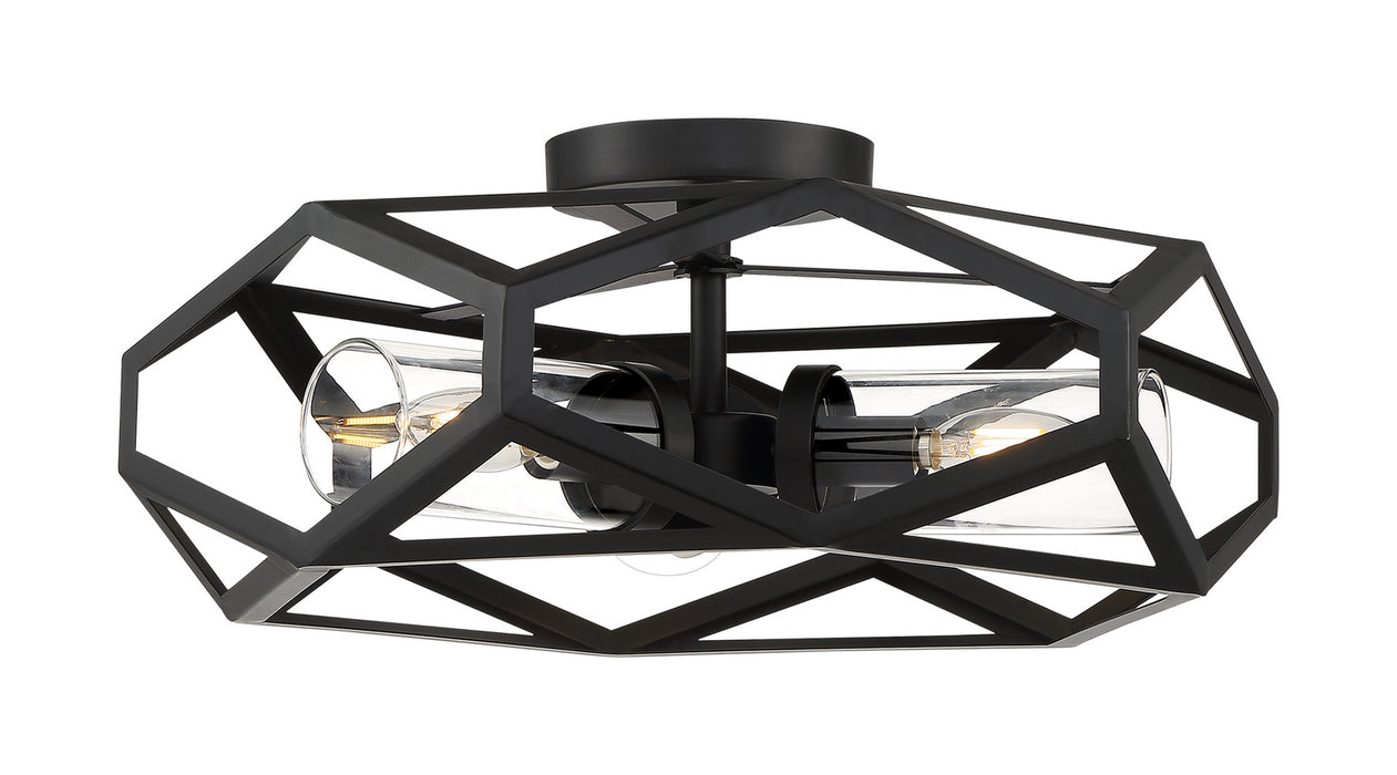 Three Light Flush Mount from the Zemi collection in Black finish