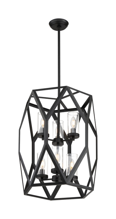 Six Light Foyer Pendant from the Zemi collection in Black finish