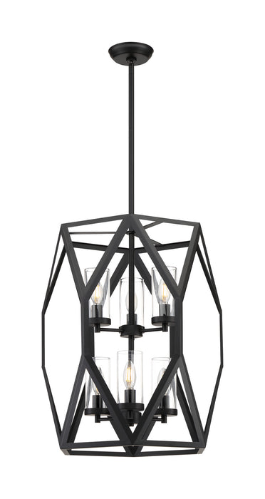 Six Light Foyer Pendant from the Zemi collection in Black finish