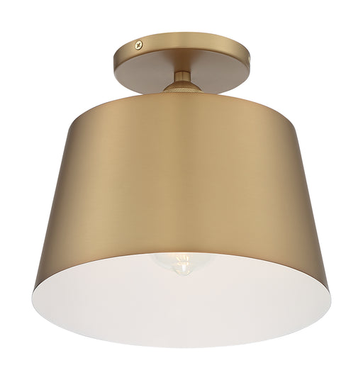 Nuvo Lighting - 60-7322 - One Light Semi Flush Mount - Motif - Brushed Brass / White Accents