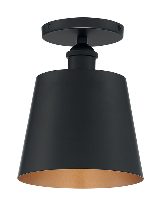 One Light Semi Flush Mount from the Motif collection in Black / Gold Accents finish