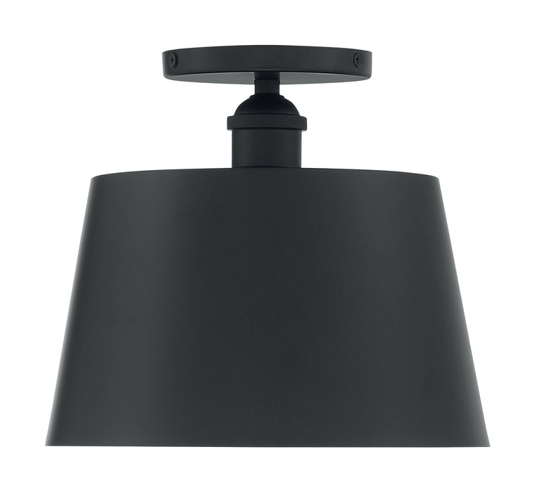 One Light Semi Flush Mount from the Motif collection in Black / Gold Accents finish