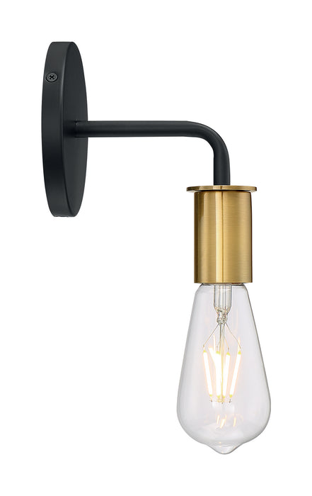 One Light Wall Sconce from the Ryder collection in Black / Brushed Brass finish