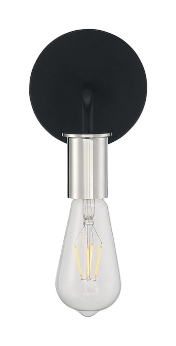 One Light Wall Sconce from the Ryder collection in Black / Polished Nickel finish