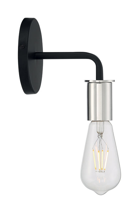 One Light Wall Sconce from the Ryder collection in Black / Polished Nickel finish